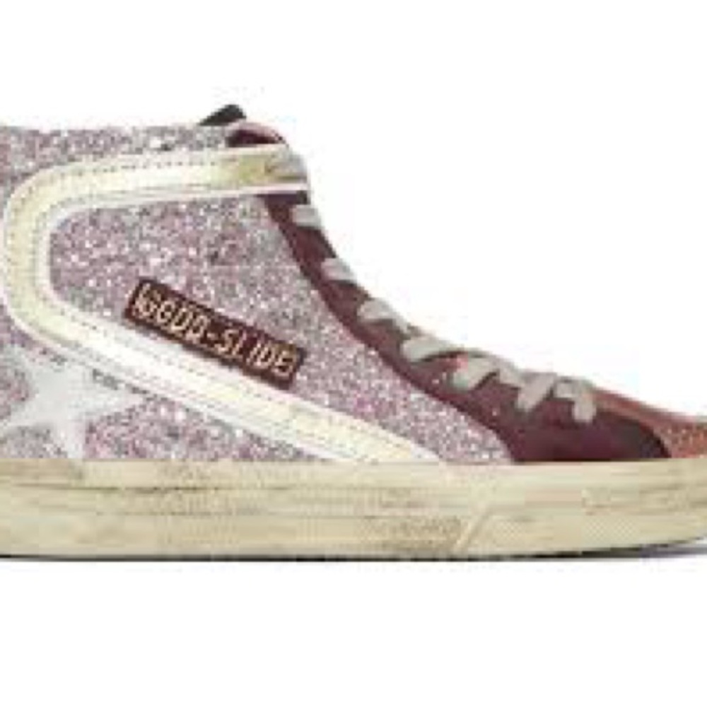 Golden Goose Pink and Silver Glitter Sneakers - Picture 2 of 10